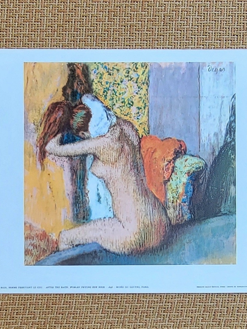 Vintage Art Reproduction Print: After the Bath, Woman Drying Her Neck by Degas